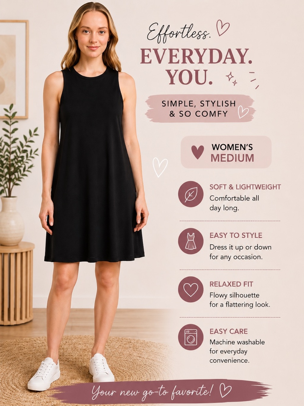Everyday Black Sleeveless Swing Dress